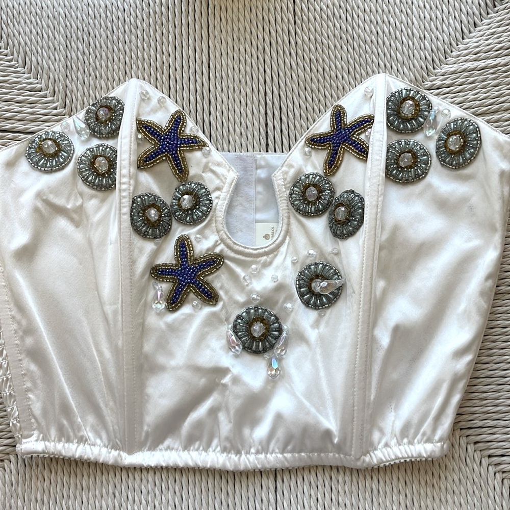 NWT 100% Silk Victoria’s Secret Jeweled Strapless Bra Corset Top Size Small